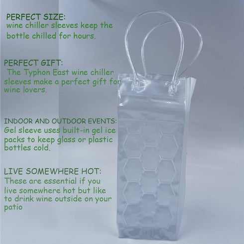 2 Pcs Wine Chiller?Ice Wine Bag, Gel Wine Bottle Chill Cooler Ice Bag,Wine Cooler Refrigerator & Beverage Transport, Clear Freezer Bag?Wine Bottle...