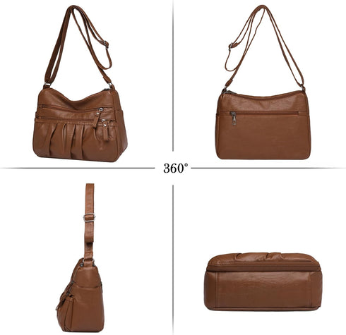 Women Crossbody Handbags Waterproof Shoulder Bag Ladies Soft Leather Purse Satchel Multi Pocket Messenger Bag...