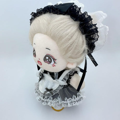 niannyyhouse Headdress Dress Apron 10cm 15cm 20cm Plush Doll Lace Maid Outfit Dress Up Accessories (Black-20cm)...