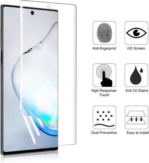 (3 Pack) TPU Screen Protector Compatible for Samsung Galaxy Note 10 High Definition Edge to Edge (Full Coverage) Case Friendly Anti-Scratch Bubble...
