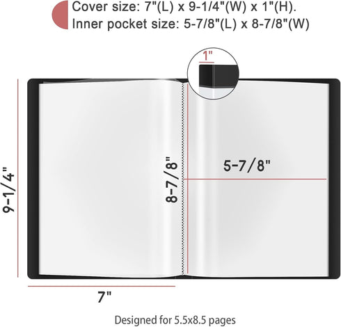 Small Binder with Sleeves, 5.5x8.5 Mini Binder with Sleeves - Presentation Books 5.5x8.5, 40-Pocket Displays 80 Half Size Pages or 5.5 x 8.5 Mini ...