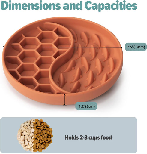 Slow Feeder Dog Bowls, Silicone Pet Food Bowls with Suction Cups for Small Medium Breed, Non-Slip Dog Feeding Bowls Slow Down Pet Eating Speed, An...