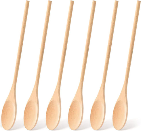 HANSGO 6PCS Wooden Spoons for Cooking, 12 Inch Wooden Mixing Spoons Long Handle, Large Wood Kitchen Utensils for Stirring Baking Tasting, DIY Avai...