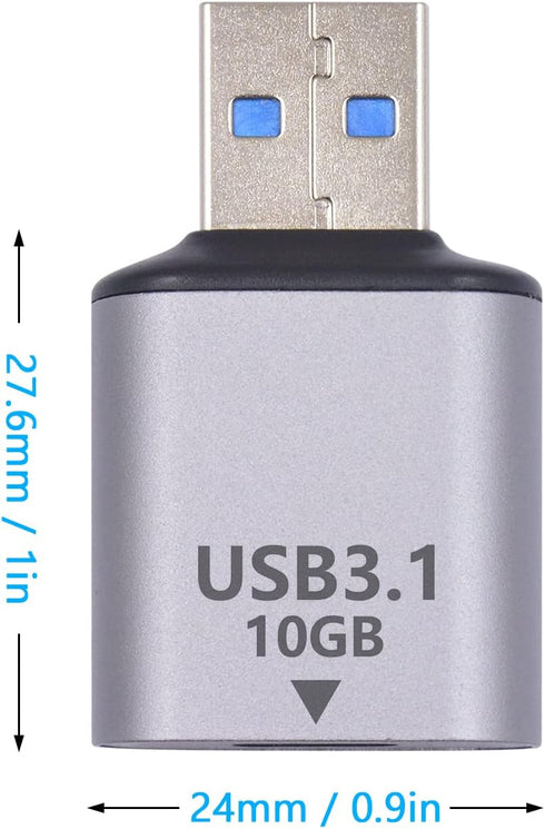 Poyiccot USB 3.1 to USB C Adapter 10Gbps, USB C to USB Adapter 3.1 Gen 2, (1PACK) USB C Female to USB Male Adapter Double-Sided SuperSpeed Data Sy...