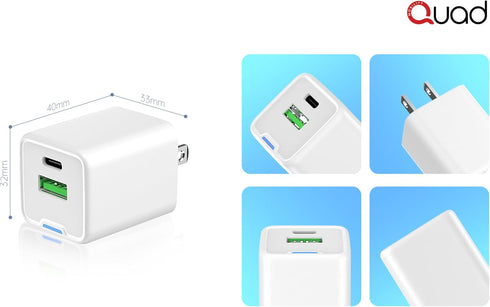 *New* Super Fast 30W GaN Mini Type A+C Charger for iPhone, iPad, Mac, Samsung, Tablet, Kindle, Super Fast Charger Block *2024 New Model* Type C Ty...