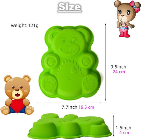 3D Bear Mousse Cake Mold Set, Approx. 8.5 Inch Cake Baking Mold - Novelty Silicone Cake Pan for Kids, Nonstick Bakeware, 8.46 x 6.89 x 0.98 Inches...