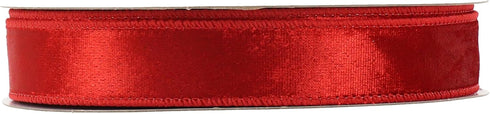 MEEDEE Red Velvet Ribbon 1 Inch Velvet Wired Ribbon 25 Yards Crushed Velvet Ribbon Spool Red Velvet Christmas Ribbon Vintage Velvet Ribbon for Chr...