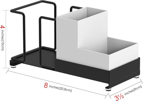 Coffee Station Organizer for Countertop, Disposable Cup Holder with 2 Compartment Storage Box, Paper Cup Storage Organizer (Black)...