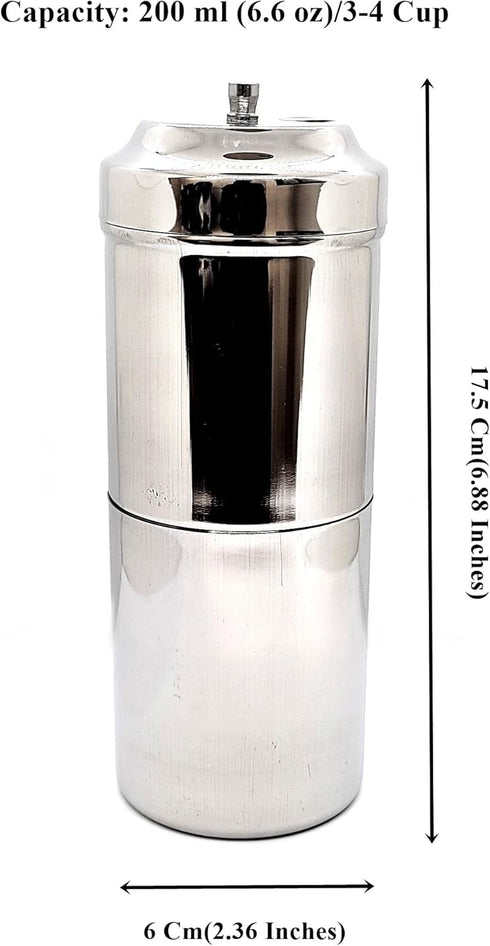 KERAM south indian coffee drip maker-permanent/reusable phin filter for 3-4 serving cup 6.6 Oz(200 ml) made of steel ss304 food grade camping/trav...
