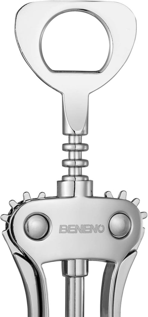 Beneno Wine Opener, Zinc Alloy Premium Wing Corkscrew with Multifunctional Bottles Opener, Sharp Wine Corkscrew with Ergonomic Non-Slip Wing Handl...