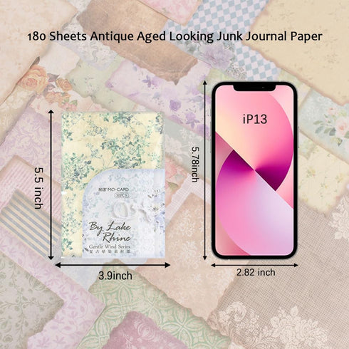 180 Sheets Vintage Scrapbook Paper, Journaling Scrapbooking Supplies Craft Paper, Antique Aged Looking Background Paper for Junk Journals Card Mak...