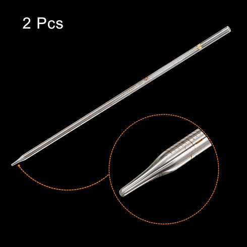PATIKIL Graduated Dropper Pipettes, 2 Pcs 0.5ml Reusable Borosilicate Glass Pipette for Transfer Liquid for Laboratory, Chemistry, Clear...