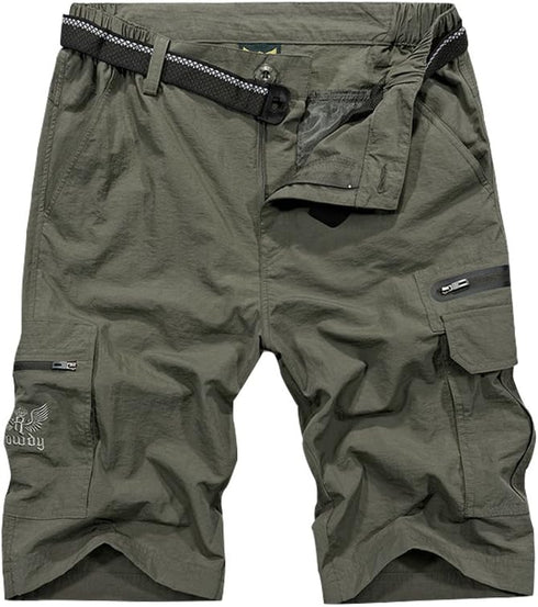 linlon Mens Outdoor Lightweight Hiking Shorts Quick Dry Cargo Shorts Sports Casual Tactical Fishing Shorts, Army Green,30...