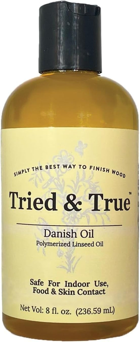 Tried & True Danish Oil, 8 oz. - Polymerized Linseed Oil Wood Finish & Sealer, Ideal for Furniture, Butcher Blocks, Salad Bowls, & More - Food Saf...