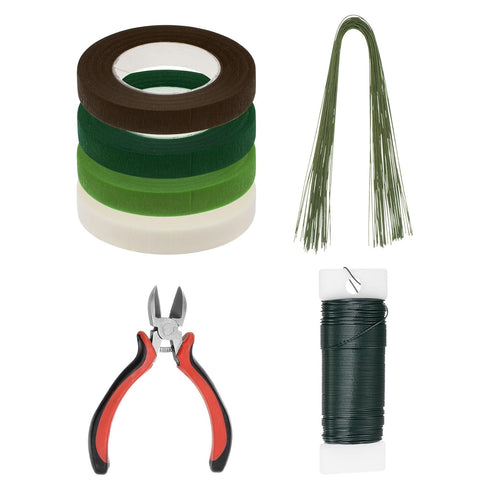 Floral Arrangement Kit, 4 Rolls 30 Yards Floral Tape and Wire Cutter with Green Floral Stem Wire and 22 Gauge Green Floral Wire for Floral Arrangi...