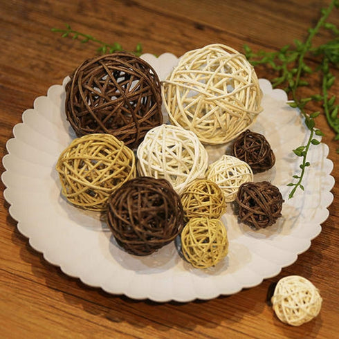 Natural Decorative Wicker Rattan Balls- Vase Filler, House Ornament, Christmas Tree Garden Wedding Party Coffee Table Decoration,Craft DIY, Parrot...