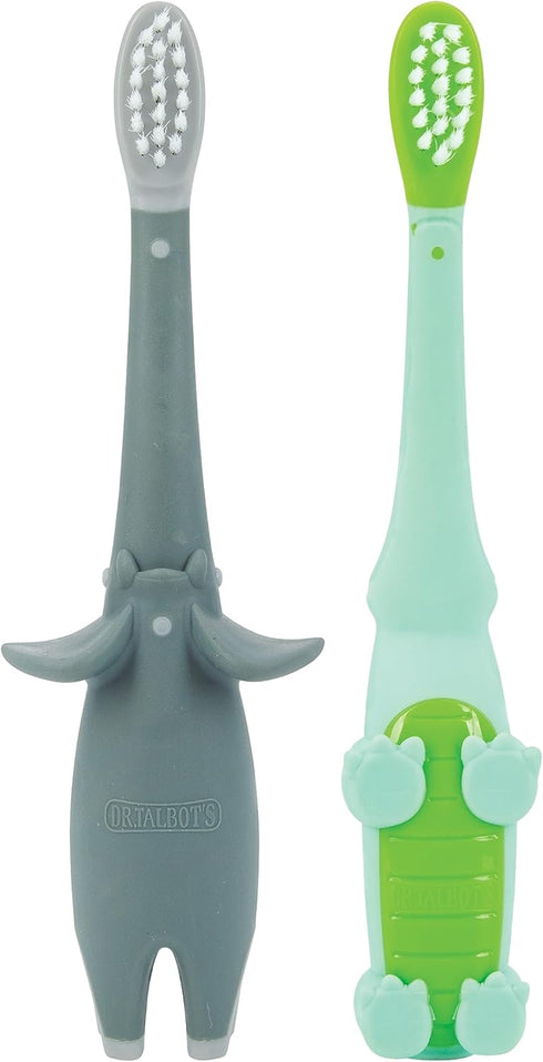 Dr. Talbot's Toddler Training Toothbrush for Kids - (2-Pack) - 6+ Months - Alligator/Elephant...