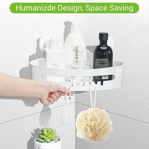 LUXEAR Corner Shower Caddy Suction Cup No-Drilling Removable Shower Caddy Basket Powerful Suction Bathroom Shower Shelf Waterproof & Rustproof Org...