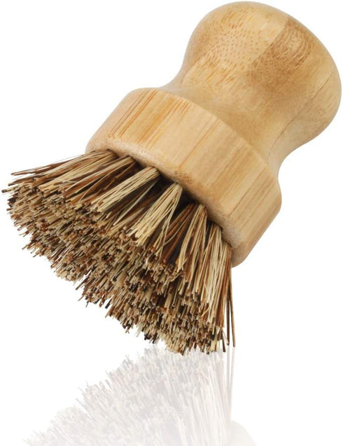 2 Pack Bamboo Dish Scrub Brush, Picowe Natural Scrub Cleaning Brush Vegetable Brush for Dishes Cast Iron Pots Pans, Used in Bathroom Kitchen Sink ...