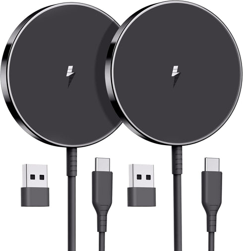 Magnetic Wireless Charger iPhone 15W Fast Apple Mag Safe Charger for iPhone 15/14/13/12 Series 2 Pack 5ft Cable Wireless Charging Pad for AirPods ...