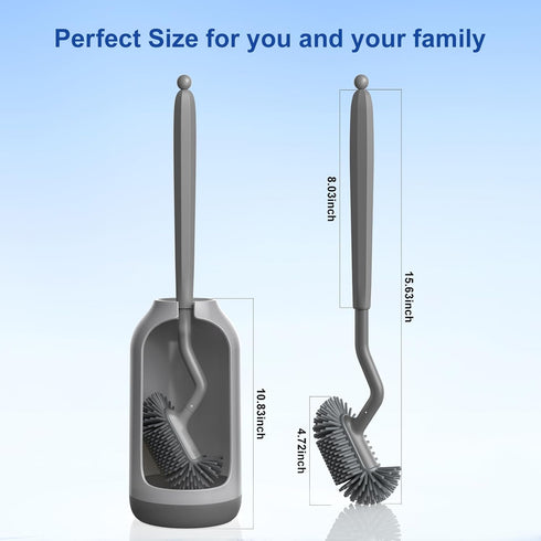 HAMITOR Toilet Bowl Brush holder Set: Deep Cleaning Silicone Toilet Cleaner Scrubber Under Rim with Curved Bristle for Bathroom Dead Corner Clean ...