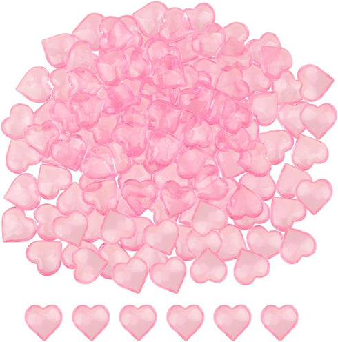 Fangoo 220 Pieces Pink Acrylic Heart Flat Back Heart Gems for Valentine's Day Decorations, Vase Filler, Table Scatter Decoration, Wedding Decorati...