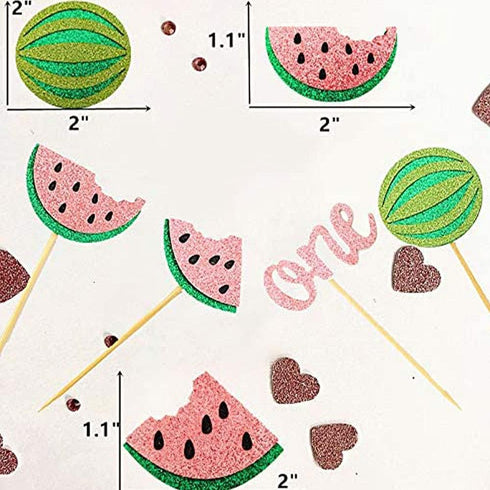 JeVenis 25 PCS Watermelon Cupcake Topper One in a Melon Cupcake Topper One in a Melon Party Decoration Watermelon Party Supplies...