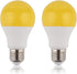 GREENIC 60 Watt Yellow Light Bulbs 2-Pack 120V E26 Base Led bulb A19 800Lm 2200k Porch Light for Outdoor Indoor Bedroom Yard...
