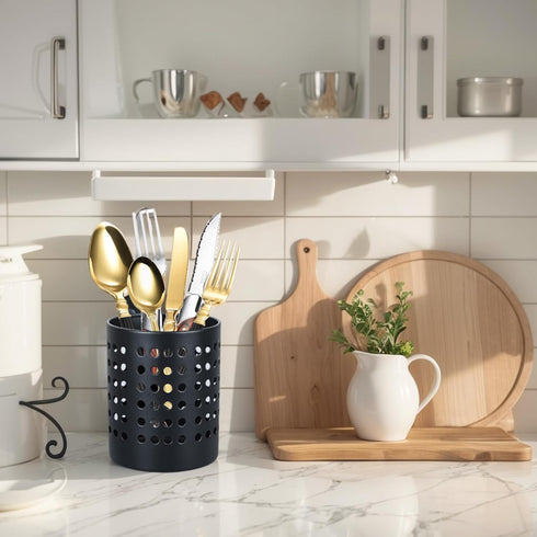KSENDALO 2Pack Utensil Drying Rack(5.31"&4.72" High), Metal Utensil Holder Sink Silverware Holder Utensil Drying Basket for Countertop Kitchen Fla...