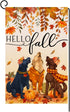 BLKWHT Fall Dogs Garden Flag 12x18 Vertical Double Sided Autumn Leaves Thanksgiving Holiday Outside Decorations Burlap Yard Flag BW506...
