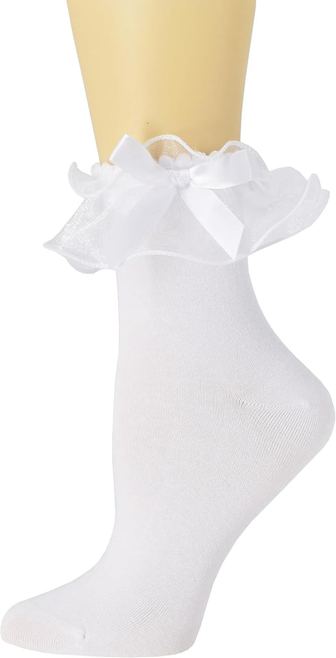 SRYL Women Lace Ankle Socks Ruffle Frilly Cotton Socks Trim Lace,Anklet socks Dress Socks Women or Girls,H04...