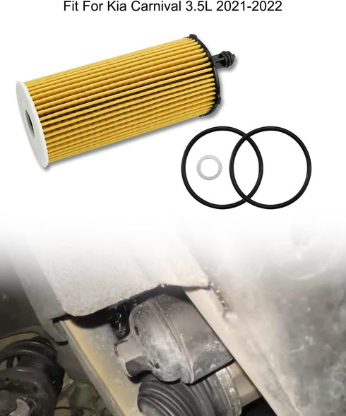 4 Pack 26320-3N000 Oil Filter Fit for Kia Carnival 3.5L Engine 2021 2022 with O-rings and Drain Plug Gaskets...