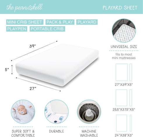 The Peanutshell Pack n Play Sheets for Baby Girl, Fitted Mini Crib Sheets, Playard Sheets, Playpen, Portable Crib Bedding, Floral Daisy 3 Pack...