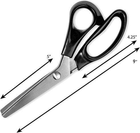 Stainless Steel Pinking Shears Comfort Grip Handled Professional Fabric Crafts Dressmaking Zig Zag Cut Scissors Sewing Scissors(9", Serrated, Blac...