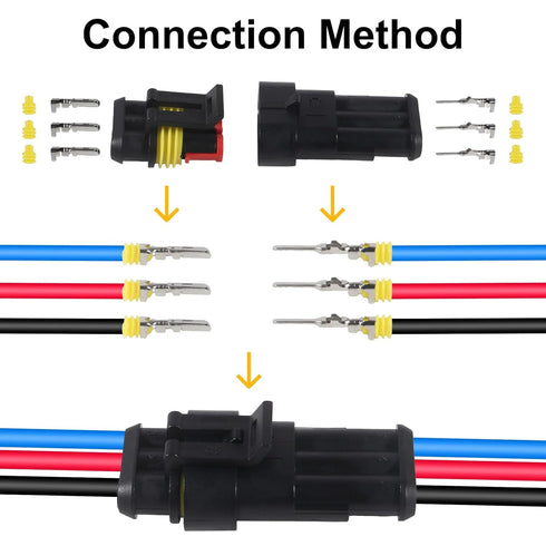 352Pcs Waterproof Connector Car Electrical Connector Terminals Quick Disconnect Wire Connector Plug Kit, 1/2/3/4 Pin Connectors Male and Female fo...