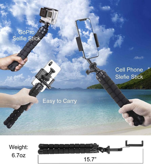 Phone Tripod, Flexible Tripod, Upgrade 4-Axis Angle Adjustment, Unique 360° Rotating Holder, Sturdy Octopus-Style Legs, and Wireless Remote Shutte...
