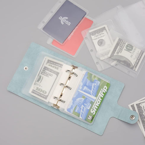 12pcs Mini Binder Pockets Frosted 3 Holes Budget Cash Envelopes for Budgeting, Binder Pouch Loose Leaf Sheet Protectors PVC Zipless Budget Envelop...