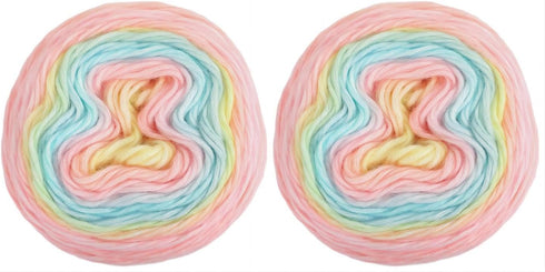 Gradient Cake Yarn Multicolor Fairyland Rainbow Yarn, 2-Pack 60% Cotton 30% Acrylic 10% Wool,Multicolor Crochet Knitting Yarns (53)...