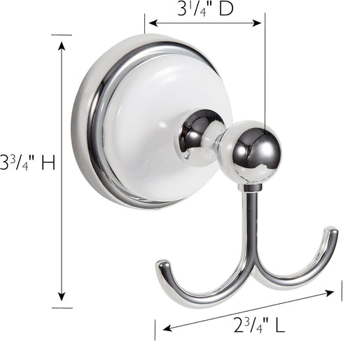 Design House Accessories Bathroom Hardware, Robe Hook, Polished Chrome and White...