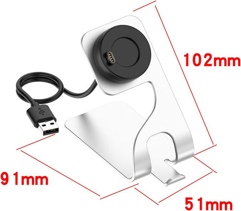 Metal Anti-Slipping Desktop Base Stand for Garmin Venu 3/Venu 3S/Vivoactiv 5 with Charging Dock Cable, Replacement Smart Watch Dock Stand Station(...