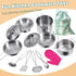 Cookware Pots and Pans Play Set with Cooking Mini Stainless-Steel Kitchen Cooking Utensils Toys,Pretend Toys for Kids, Educational?Development Toy...