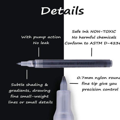 NAWOD Paint Pens White Black Acrylic Marker 6 Pack, Acrylic Permanent Marker, White Paint Pens for Rock Ceramic Wooden Leather Glass Painting Meta...