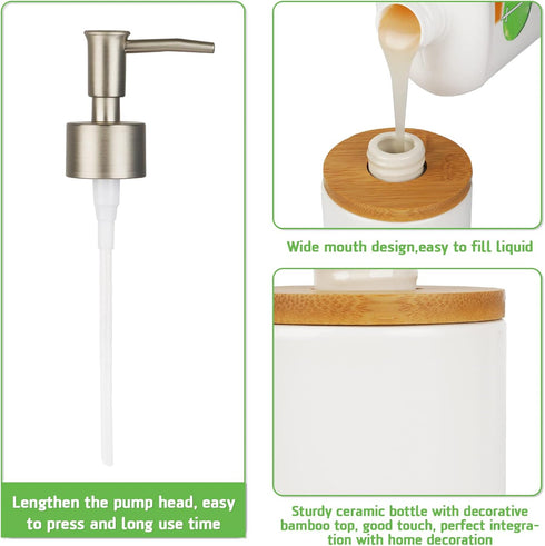 Ceramic Soap Dispenser Hand Soap Dispenser Refillable Liquid Great for Kitchen and Bathroom Decorative (White)...