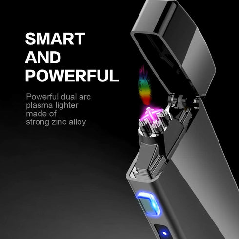 Dual Arc Plasma Lighter with LED Battery Indicator and Box, Rechargeable Windproof Flameless Electric Lighters for Fire Outdoors Camping Hiking Fr...