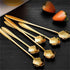 16 Pieces Flower Spoon Coffee Teaspoon 7 Inch Stainless Steel Long Handle Spoon Stir Bar Spoon Stirring Spoon Ice Cream Spoon Gold Sakura Shaped...