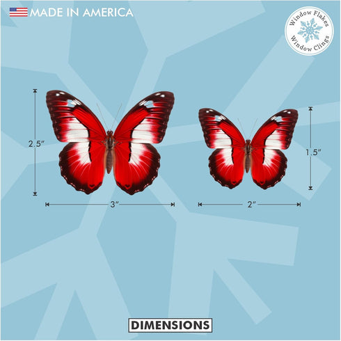 Butterfly Window Clings (36 pcs), Large Decals for Glass, Blue, Red, Orange, Teal, Anti Collision, Decorative, Reusable, Fade Resistant, Indoor Us...
