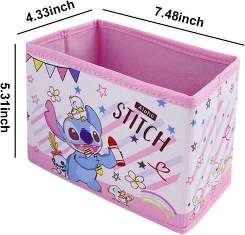2PCS Stitch Collapsible Storage Foldable Cube Storage Box Stitch Desk Room Decoration Boxes Desk Baskets Winnie Makeup Holder Organizer for Gils W...