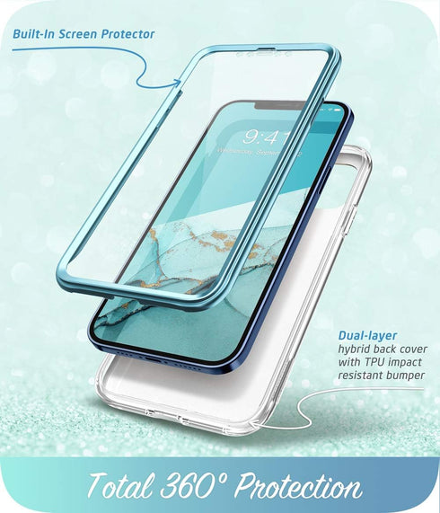 i-Blason Cosmo Series Designed for iPhone 12 Mini Case (2020), Slim Full-Body Stylish Protective Case with Built-in Screen Protector, Ocean...
