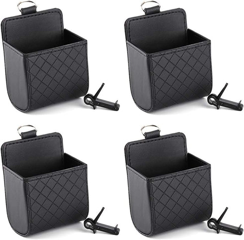 Keenso Universal Car Air Vent Organizer Box Storage Bag, Black Auto Seat Back Interior Case with Hook, Mount Outlet Storage Box Hanging Leather Co...