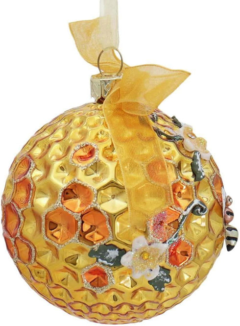 Kurt Adler Set/2 Bumble Honeycomb Bee Hive Christmas Tree Ball Ornament Décor,Glass...